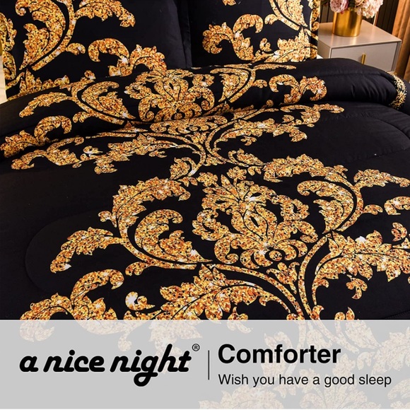 Comforter Set, Modern Luxury Design Hotel Style with Pillow Cases (Black,King) - Picture 6 of 6